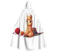 peiyeety Cozy Knitting Llama Pattern Unisex Hooded Cloak Costume Cape for Halloween Vampire Witch Cosplay Wizard