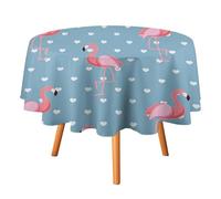 peiyeety Cute Blue Flamingo Round Tablecloth Waterproof Tablecloths Covers Tablecovers Outdoor Tablecloths Anniversary 70x70in
