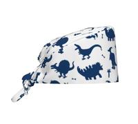 peiyeety Cute Cartoon Dinosaurs Print Working Cap with Sweatband for Women Men, Adjustable Cleaning Working Hats,Surgical Caps