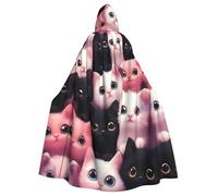 peiyeety Cute Kittens Group Portrait Pattern Unisex Hooded Cloak Costume Cape for Halloween Vampire Witch Cosplay Wizard