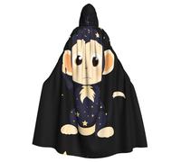 peiyeety Cute starry sky monkey Printed Adult Hooded Cloak is a super large, comfortable, and durable Halloween hooded poncho