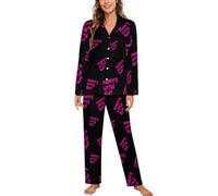 peiyeety Daddy's Little Slut Printed Women's Long Sleeve Pajama Set Soft Lounge Pjs Sleepwear