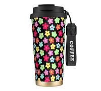 peiyeety Daisy Colorful Neon Floral 316 Insulated Mug17oz Stainless Steel Coffee Tumbler Spill Proof Lid for Hot Cold Drinks Home Outdoor