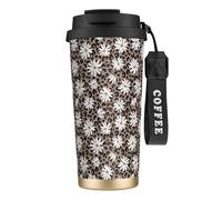peiyeety Daisy Floral Leopard 316 Insulated Mug17oz Stainless Steel Coffee Tumbler Spill Proof Lid for Hot Cold Drinks Home Outdoor