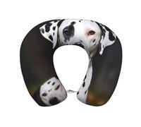 peiyeety Dalmatian Dog Travel Pillow Memory Foam - Comfortable U Shape Neck Pillows for Sleeping, Neck and Head Support Portable Airplane Pillow Adjustable Flight Pillow, Washable Cover