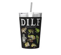 peiyeety Damn I Love Frogs Insulated Tumblers and Straw 12 Oz Stainless Steel Tumbler Cups with Lid for Hot and Cold Drinks