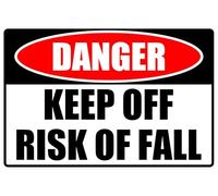 peiyeety Danger Keep Off Risk of Fall Tin Sign 12x8 Inch Metal Warning Sign, Vintage Wall Decor Plaque for Home, Garage, Workshop, Construction Area, Safety Notice Gift