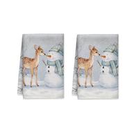 peiyeety Deer Kitchen Towels Set of 1, Winter Cozy Snow Man Snow Winter White Microfiber Quick Dry Stove Side Towel New Home Essentials 16x26 Inch