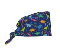 peiyeety Dinosaurs Adventure Print Working Cap with Sweatband for Women Men, Adjustable Cleaning Working Hats,Surgical Caps