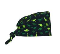 peiyeety Dinosaurs Print Working Cap with Sweatband for Women Men, Adjustable Cleaning Working Hats,Surgical Caps