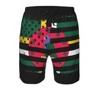 peiyeety Dominica America Flag Mens Board Shorts Quick Dry Beach Short Swim Trunks Bathing Suits with Mesh Lining