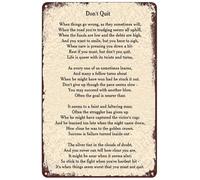 peiyeety Dont Quit Inspirational Poem Vintage Metal Tin Sign Poster Wall Art Decor Plaque for Home Kitchen Bar Club Pub Restaurant 12x8 inch