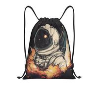 peiyeety Drawstring Backpack Sports Gym Bags Draw String Bag for Women Men Rocket Astronaut Drawstring Bags Sackpack