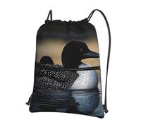 peiyeety Drawstring Backpack Sports Gym Bags Loon Birds Drawstring Bags Sackpack Draw String Bag for Women Men