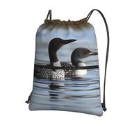 peiyeety Drawstring Backpack Sports Gym Bags Loon Birds Drawstring Bags Sackpack Draw String Bag for Women Men