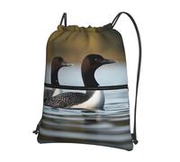 peiyeety Drawstring Backpack Sports Gym Bags Loon Birds Drawstring Bags Sackpack Draw String Bag for Women Men