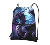peiyeety Drawstring Backpack Sports Gym Bags Purple Dragon Purple Moon Drawstring Bags Sackpack Draw String Bag for Women Men
