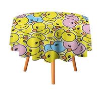 peiyeety Duck Yellow Blue Round Tablecloth Reusable Tablecloths Summer Tablecovers Indoor Tablecloths Dinner 60x60in