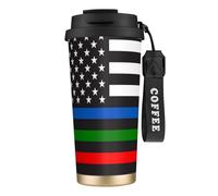 peiyeety Duty Honor Flag Thin Blue Green Red Line American Flag 316 Insulated Mug 17oz Stainless Steel Coffee Tumbler Spill Proof Lid for Hot Cold Drinks