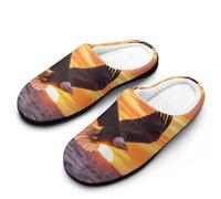 peiyeety Ea-gles Soaring Over Ocean Sunset Mens Memory Foam Slippers Lightweight Cotton House Shoes for Indoor Outdoor40-41