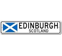 peiyeety Edinburgh, Scotland Flag Street Sign - Metal Novelty Signs for Home Decoration, Wall Decor, Man Cave, 4x16 inches