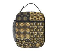 peiyeety Elegant Luxury Magnificent Flower Jigsaw Lunch Box Reusable Leak-Proof Portable Insulated Picnic Office Hiking Fishing Lunch Bag