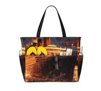 peiyeety Escape From Boat The Titanic Large Beach Tote Bag For Women With Zipper & Wet Pocket, Lightweight Foldable Gym Tote For Travel, Grocery, Swim, Sports