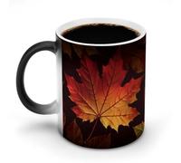 peiyeety Fall Autumn Leaves Color Changing Mug Heat Changing Mug Ceramic Mug Heat Reactive Black Mug Tea Cup Message Appears As It Heats Birthday for Family Friend