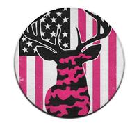 peiyeety Fashion Sofa Mat, Indoor Outdoor Area Rug, Soft Round Yoga Rug, Home Decor Carpet American Flag Camo Funny Deer Hunting Pink Camouflage,