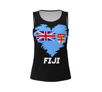 peiyeety Fiji Islands Fijian Heart Flag Women's Workout Tank Tops Breathable Sleeveless Shirt Athletic Sports Tank Top Black