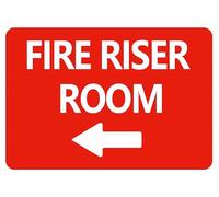 peiyeety Fire Riser Room Tin Sign 12x8 Inch, Red Metal Warning Sign with White Left Arrow, Durable Wall Decor Plaque for Fire Safety Room, Garage, Warehouse, Office, Utility Area
