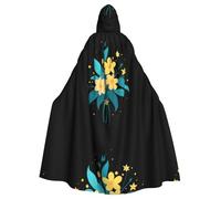 peiyeety Flowers among the stars Pattern Halloween Adult Hooded Cape Cloak for wear during Halloween, role-playing