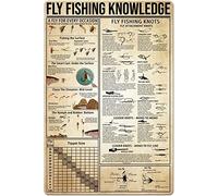 peiyeety Fly Fishing Knowledge Metal Tin Sign Vintage Aluminum Sign For Knots Fisherman Chart Poster Fishing Enthusiast Bedroom Club Farm Fresh Water Fish Wall Art Decor Plaque 8x12 Inches