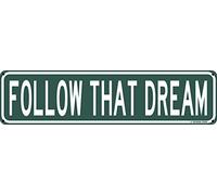 peiyeety Follow That Dream 4x16 inchspirational Tin Street Sign Cafe Shore Beach Home Decor