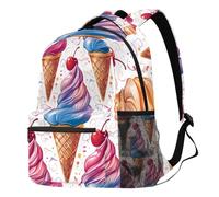 peiyeety Fruit Cherries Ice Cream Laptop Backpack for Women Man Large Capacity Travel Daypack Rucksack Lightweight Carry On Casual for Work Hiking Camping
