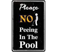 peiyeety Funny Please No Peeing In The Pool Tin Sign Retro Rules Poster Poolside Warning Signs Decor for Outdoor Swimming Terrace Cabin Home Wall Decorations 12x16 Inch