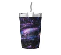 peiyeety Galaxy Insulated Tumblers and Straw 12 Oz Stainless Steel Tumbler Cups with Lid for Hot and Cold Drinks