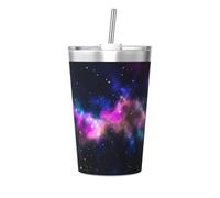 peiyeety Galaxy Insulated Tumblers and Straw 12 Oz Stainless Steel Tumbler Cups with Lid for Hot and Cold Drinks