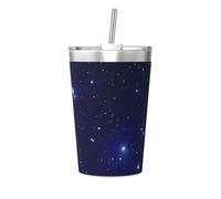 peiyeety Galaxy Insulated Tumblers and Straw 12 Oz Stainless Steel Tumbler Cups with Lid for Hot and Cold Drinks