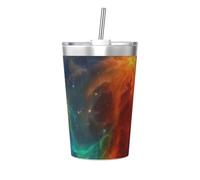 peiyeety Galaxy Insulated Tumblers and Straw 12 Oz Stainless Steel Tumbler Cups with Lid for Hot and Cold Drinks