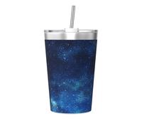 peiyeety Galaxy Insulated Tumblers and Straw 12 Oz Stainless Steel Tumbler Cups with Lid for Hot and Cold Drinks