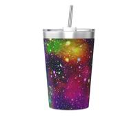 peiyeety Galaxy Rainbow Insulated Tumblers and Straw 12 Oz Stainless Steel Tumbler Cups with Lid for Hot and Cold Drinks