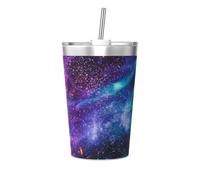 peiyeety Galaxy Space Insulated Tumblers and Straw 12 Oz Stainless Steel Tumbler Cups with Lid for Hot and Cold Drinks