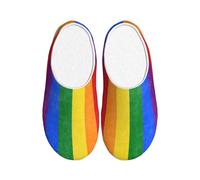 peiyeety Gay Pride Flag Plush Slipper Men Woman Flannel Cotton Shoe House Casual Slides Slippers Warm Shoes Anti Skid Footwear