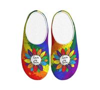 peiyeety Gay Pride Flag Plush Slipper Men Woman Flannel Cotton Shoe House Casual Slides Slippers Warm Shoes Anti Skid Footwear