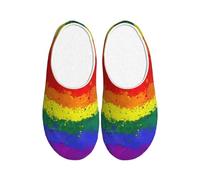 peiyeety Gay Pride Flag Plush Slipper Men Woman Flannel Cotton Shoe House Casual Slides Slippers Warm Shoes Anti Skid Footwear