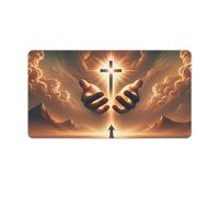 peiyeety Glowing Cross & Holy Atmosphere Large Extended Gaming Mouse Pad 30"x16" - XXL Computer Desk Mat for Keyboard and Mouse - Non-Slip Rubber Base & Durable Stitched Edges