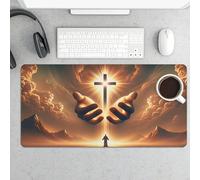 peiyeety Glowing Cross & Holy Atmosphere Large Gaming Mouse Pad 12x24 Inch, Extended Desk Mat with Non-Slip Rubber Base, Waterproof Computer Keyboard & Mouse Pad, for Office Home Gamer
