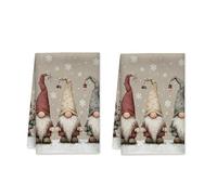 peiyeety Gnomes Kitchen Towels Set of 1, Winter Cozy Snowflakes Stars Winter Red Microfiber Quick Dry Dish Towels for Kitchen Drying Countertop Decor 16x26 Inch