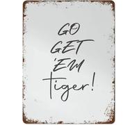 peiyeety Go Get Em Tiger Vintage Retro Tin Signs for Home Garage Farm Garden Bar Coffee Kitchen Wall Decor 8x12 Inch